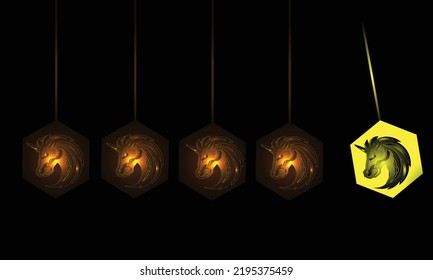 1Inch Network Cryptocurrency gold vector logo isolated on Black background, Hanging crypto currency token, Futuristic decentralized finance concept, blockchain illustration cryptocurrency background. svg