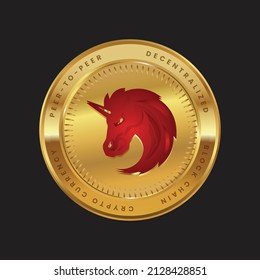 1inch Network cryptocurrency 1inch token logo on gold coin in red color theme. svg