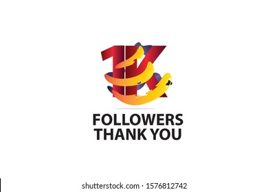 1K, 1.000 Followers Thankyou logo  Sign Ribbon Gold space Red and Blue, Yellow number vector illustration for social media, internet - vector