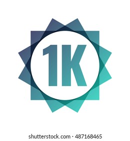 1K. Flat vector icon design illustration on white background. Can be used business company for social media who have 1000 followers.