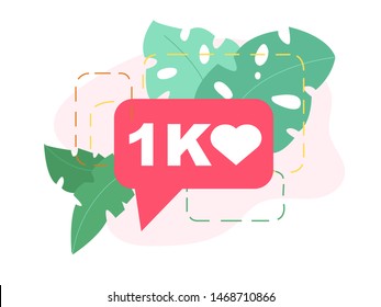 1k followers, 1000 subscribes vector illustration. Flat design.