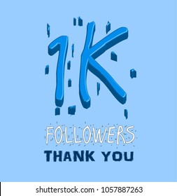 1K Followers celebration badge in vector graphics