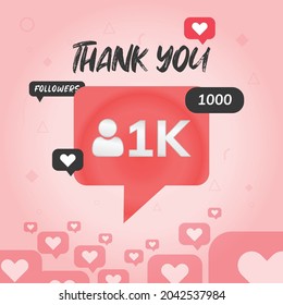 1k followers with solid white number