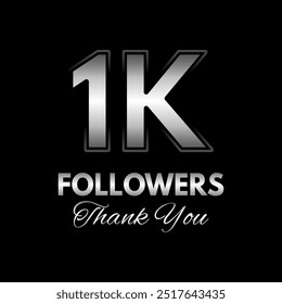 
 Plantilla de texto "1k followers" para dar las gracias después de lograr el hito en los sitios de redes sociales.