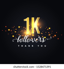 1k Followers Thank You Design. Vector Illustration