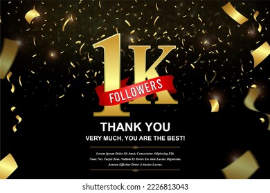 1k Followers thank you design. Vector illustration