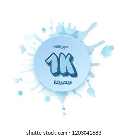 1k followers thank you social media template. Banner for internet networks.  1000 subscribers congratulation post. Vector illustration. 