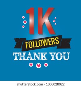 1k followers thank you vector file. thank you 1 k followers. social media post celebration