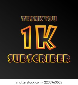 1k subscribers thank you post with speech creative concept and decoration. Bright festive thanks for 1000 networking likes. 1k subscribers banner. Abstract isolated template. Vector illustration.