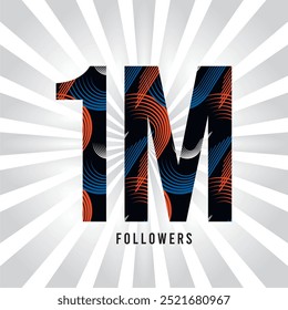 1M follower celebration. Thank you 1000000 followers greeting template banner. Banner for 1M social friends and followers. Celebrate subscribers and followers.