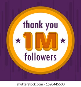 1M followers banner. Thank subscription - Vector illustration