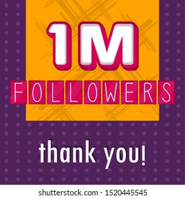 1M followers banner. Thank subscription - Vector illustration