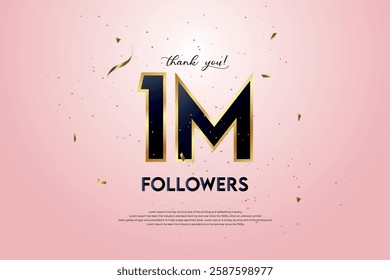 1M followers celebration with beautiful background. design vector.