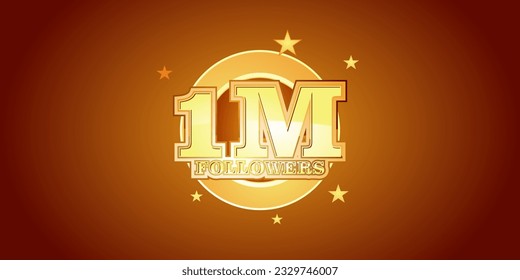 1M Followers text effect, Achievement Badge Logo Design
