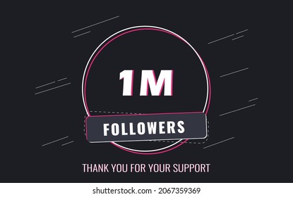 1M Followers, Thank you Followers Banner, card, vector illustration design
