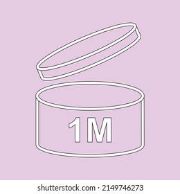 1m period after opening pao icon sign flat style design vector illustration isolated white background. 1 month day expiration period for cosmetic packaging line art symbol.