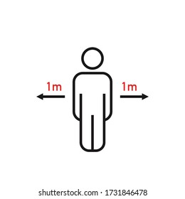 1m social distancing sign on white background. Social distancing concept. Vector