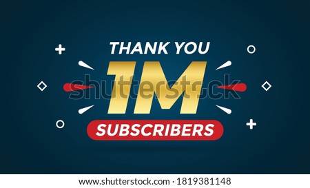 1M subscribers celebration background design. 1 Million subscribers