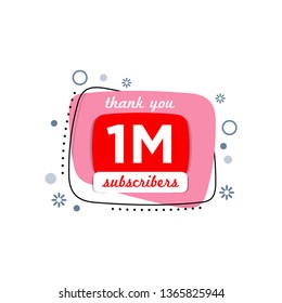 1M thank you subscribers celebration background design isolated on white background