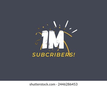 1M gracias Suscriptores etiqueta insignia con verde, blanco y amarillo tema de color. Vector de bienvenida obra de arte aislado sobre un fondo verde.