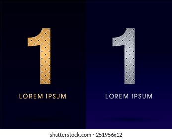 1,Number,Winner,Luxury font ,designed using gold and silver line geometric shape on dark background,idea from wicker,basket ,woven, ribbons, jewelry, diamond,rope, logo, symbol, icon, graphic, vector.