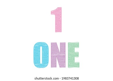 1One colourfull lettering typographic vector design of word 1One scrible design on white background