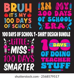 
1oo Days Of School T- Shirt Design Bundle  children, education, kindergarten, student, school, typography, teacher, back to school, study, print, shirt, class, colorful 

