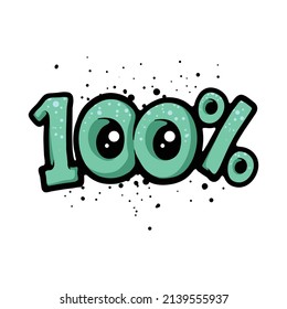 1oo% text cartoon vector illustration