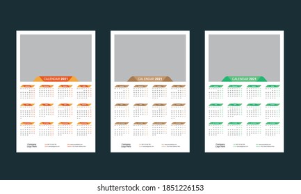 1-Page Wall Calendar 2021 Templates