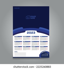 1-page Wall calendar design for 2023. Vector design print-ready template.