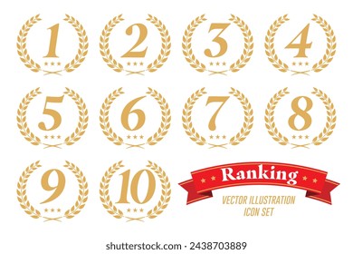 1st to 10th Ranking Logo Icon Set Vector Illustration