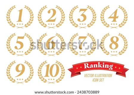 1st to 10th Ranking Logo Icon Set Vector Illustration