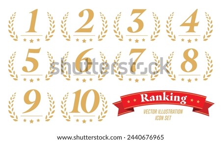 1st to 10th Ranking Logo Icon Set Vector Illustration