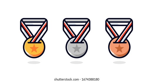 1st 2nd 3rd medal first place second third award winner badge guarantee winning prize ribbon symbol sign icon logo template Vector clip art illustration