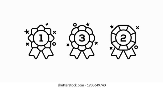 1st 2nd 3rd medal first place second third award winner badge guarantee winning prize ribbon symbol sign icon logo template Vector clip art illustration