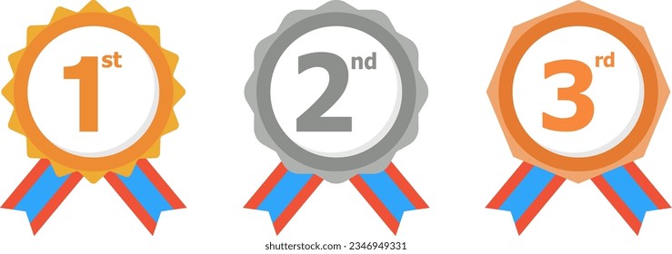 1st 2nd 3rd medal first place second third award winner badge guarantee winning prize ribbon symbol sign icon logo template Vector clip art illustration