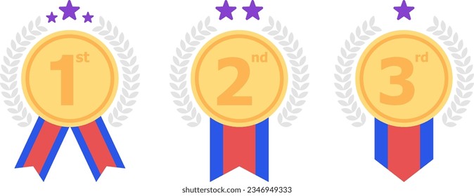 1st 2nd 3rd medal first place second third award winner badge guarantee winning prize ribbon symbol sign icon logo template Vector clip art illustration