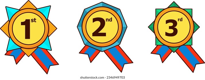 1st 2nd 3rd medal first place second third award winner badge guarantee winning prize ribbon symbol sign icon logo template Vector clip art illustration