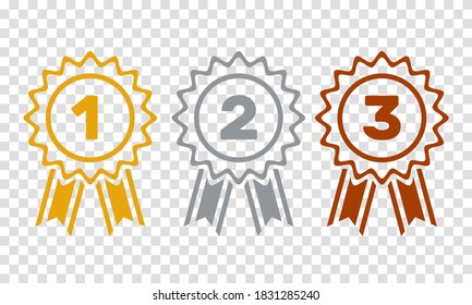 1st 2nd 3rd place awards, flat outline vector set