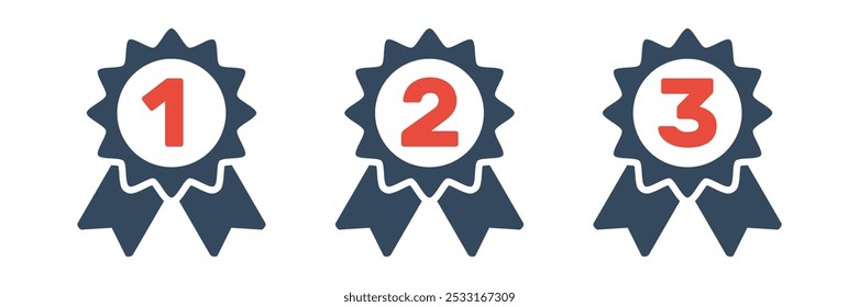 1st 2nd 3rd place awards, flat solid vector set