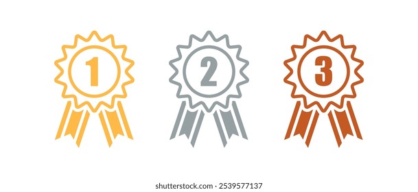 1º 2º 3º lugar prêmios, conjunto de vetor de contorno plano, ícone plano 10 eps.