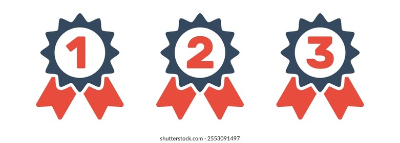 1st 2nd 3rd place awards, flat solid vector set