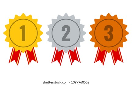 1st, 2nd and 3rd place - gold, silver and bronze medals set