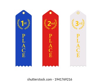1st 2nd 3rd place ribbon icon set. Clipart image isolated on white background