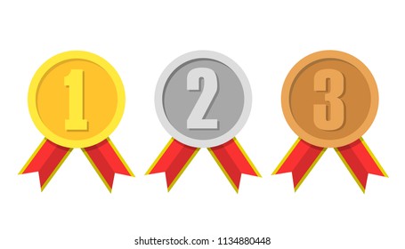1st, 2nd and 3rd places. Gold, silver, bronze medal
