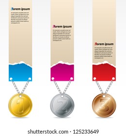 1st, 2nd and third prize labels with ripped design