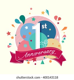 1st Anniversary With Abstract Background