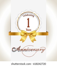 1st Anniversary background, 1 years celebration invitation card vector eps 10
