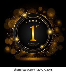 1st Anniversary Celebration. Golden anniversary celebration template design, Vector illustrations.