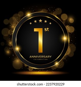 1st Anniversary Celebration. Golden Anniversary Template Design. Logo Vector illustrations